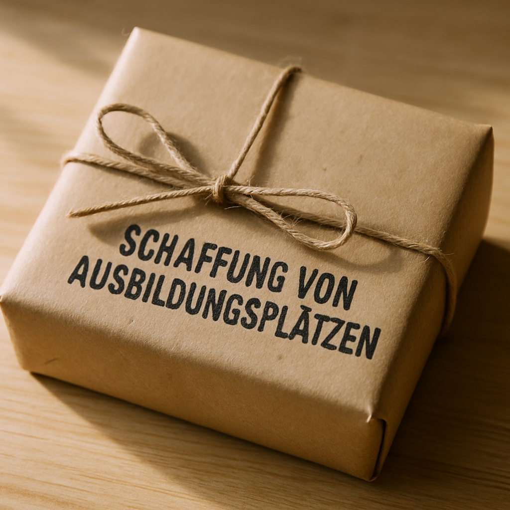Paket mit der Aufschrift Schaffung von Ausbildungsplätzen