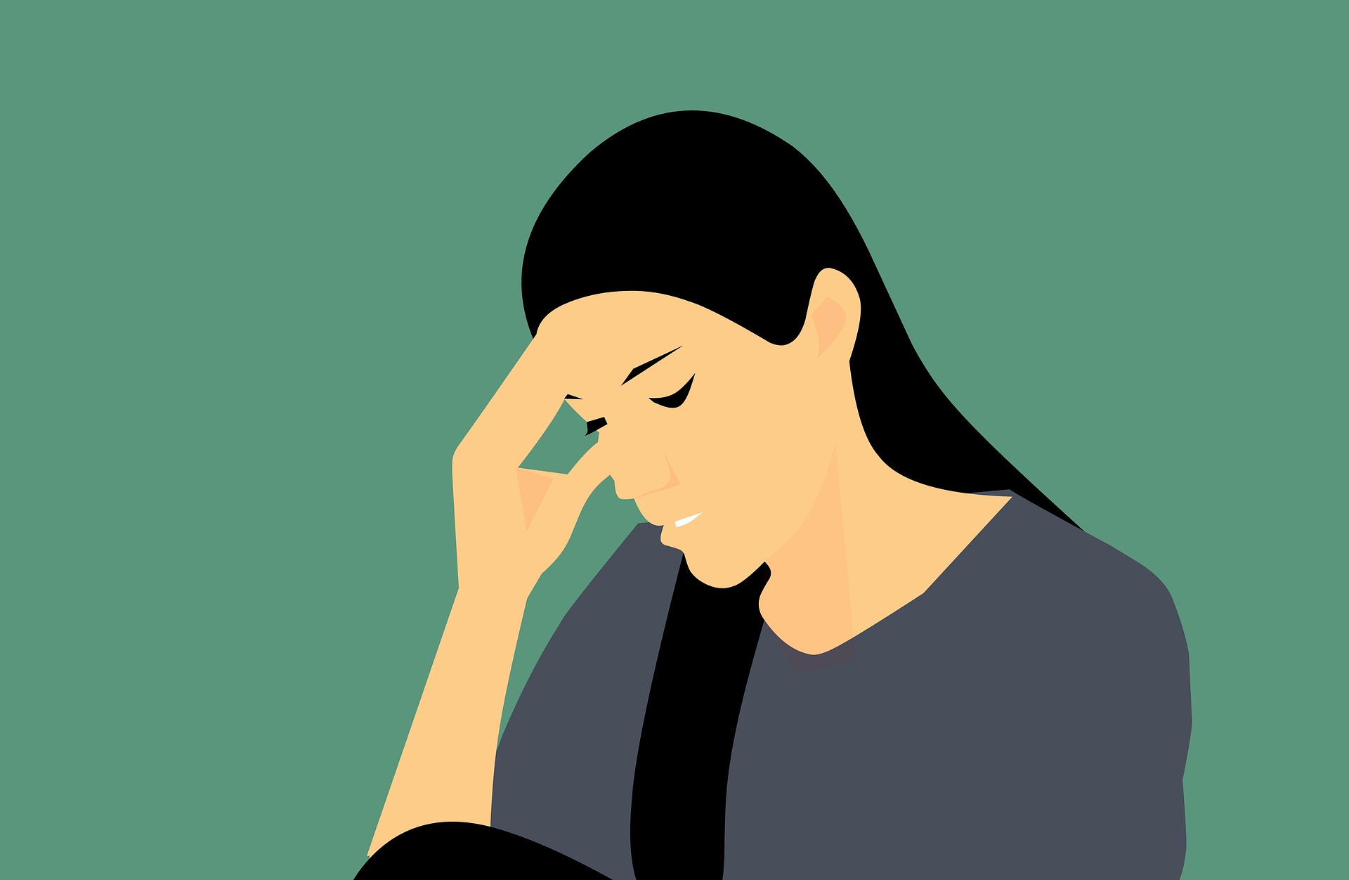 Symbolgrafik: Frau fasst sich vor lauter GEdanken an den Kopf, Link zur Seite "Studium der Psychologie"