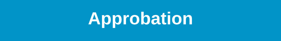 Aufschrift Approbation vor blauem Hintergrund, Link zur Seite "Approbation"
